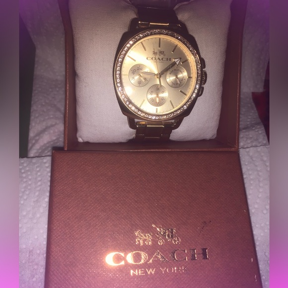 COACH Women's Gold Silver Luxury Watch receipt link book box incl pre loved EUC - Picture 1 of 14